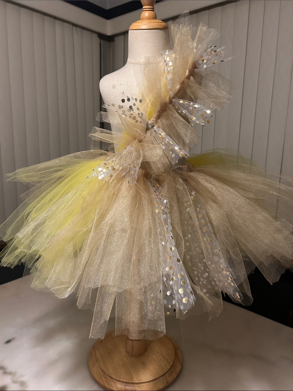Custom Gold & Yellow Tulle Princess  Dress for Kids